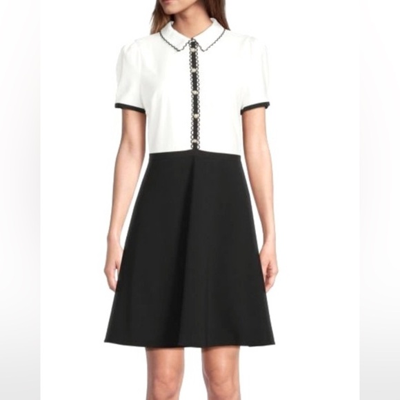 Karl Lagerfeld Dresses & Skirts - Karl Lagerfeld Black and White Pearl Button Dress Size 14